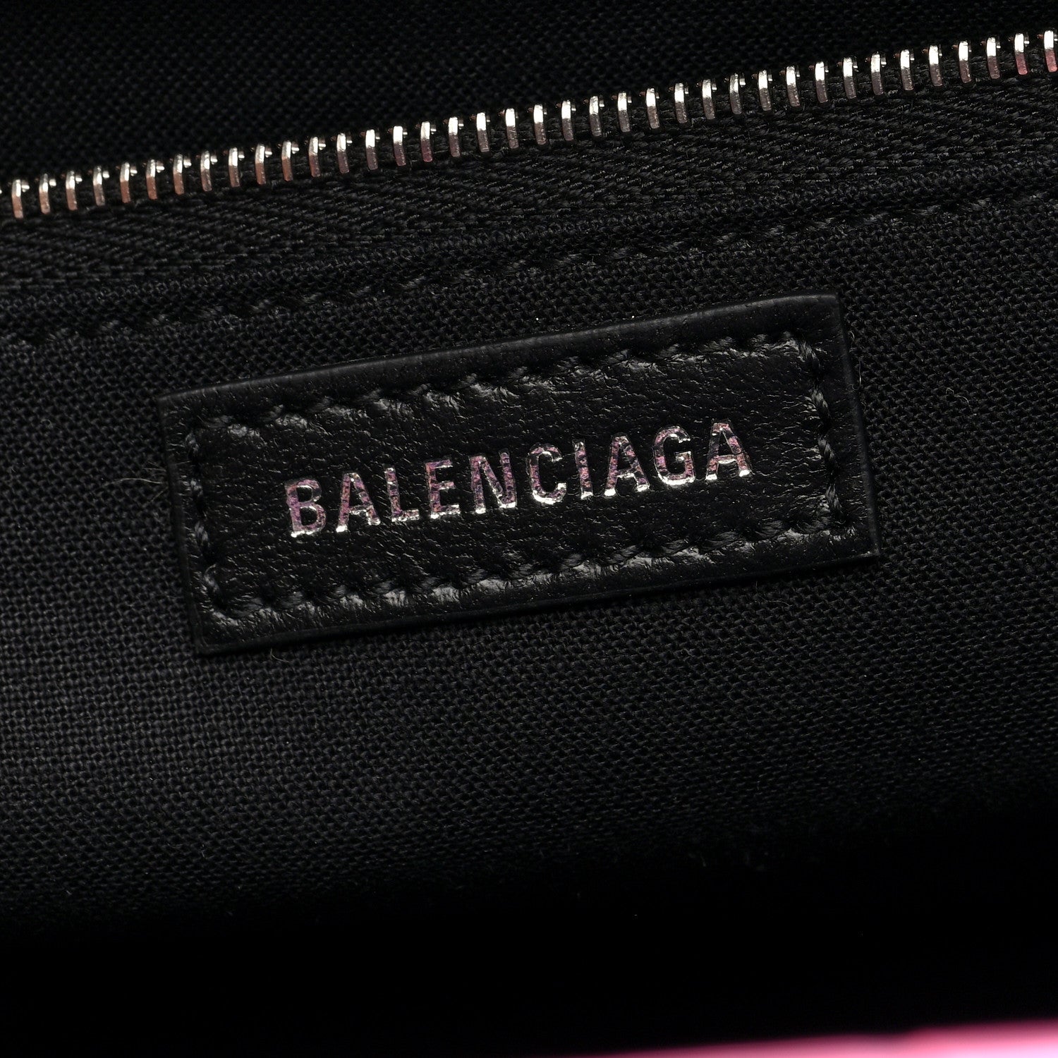 Balenciaga Shiny Supple Calfskin Logo Crocodile Embossed XL Cloud Clutch Pink 6 of 9