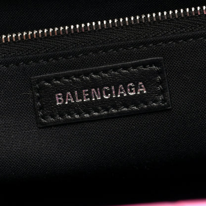 Balenciaga Shiny Supple Calfskin Logo Crocodile Embossed XL Cloud Clutch Pink 6 of 9