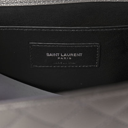 Saint Laurent Grain De Poudre Textured Mixed Matelasse Medium Triquilt Monogram Satchel New Stone 5 of 8