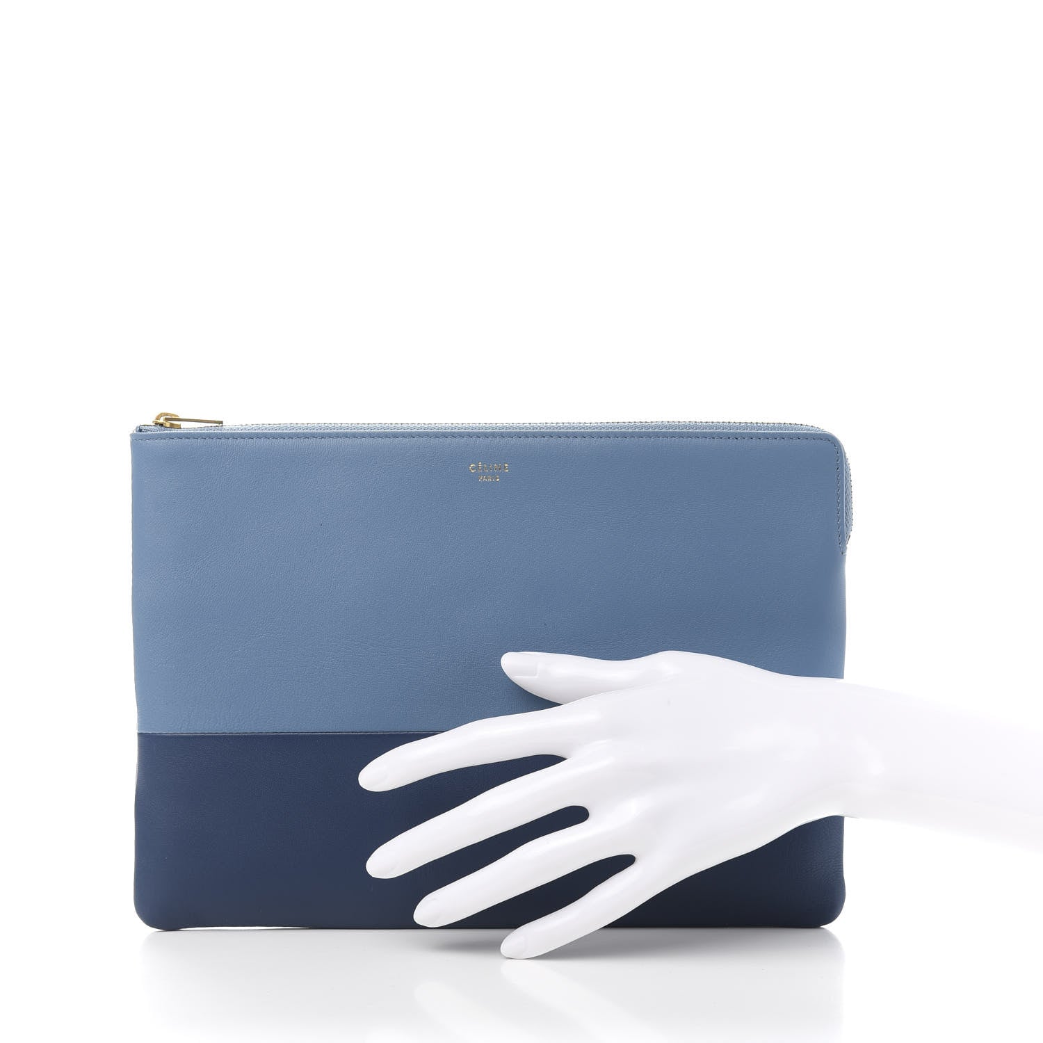 Celine Lambskin Bi-Color Solo Clutch Pouch Deep Sea 2 of 10