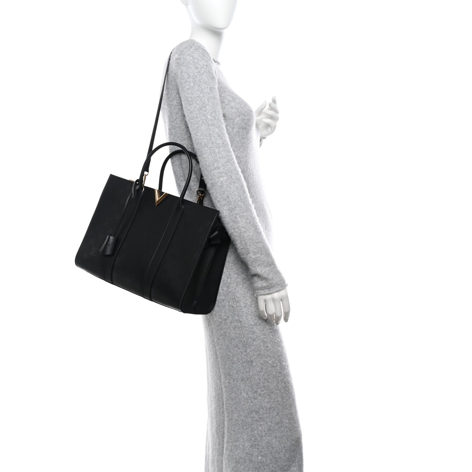 Louis Vuitton Monogram Cuir Plume Very Tote GM Black 2 of 9
