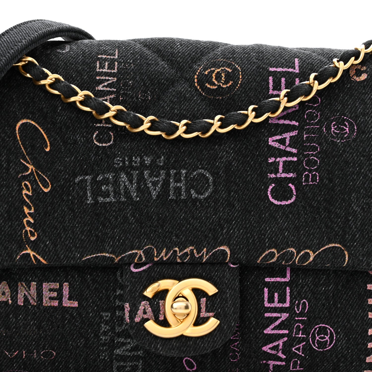 Chanel Denim Quilted Denim Mood Large Flap Black Multicolor 8 of 11