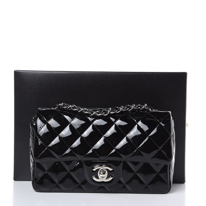Chanel Patent Calfskin Quilted Mini Rectangular Flap Black 11 of 11