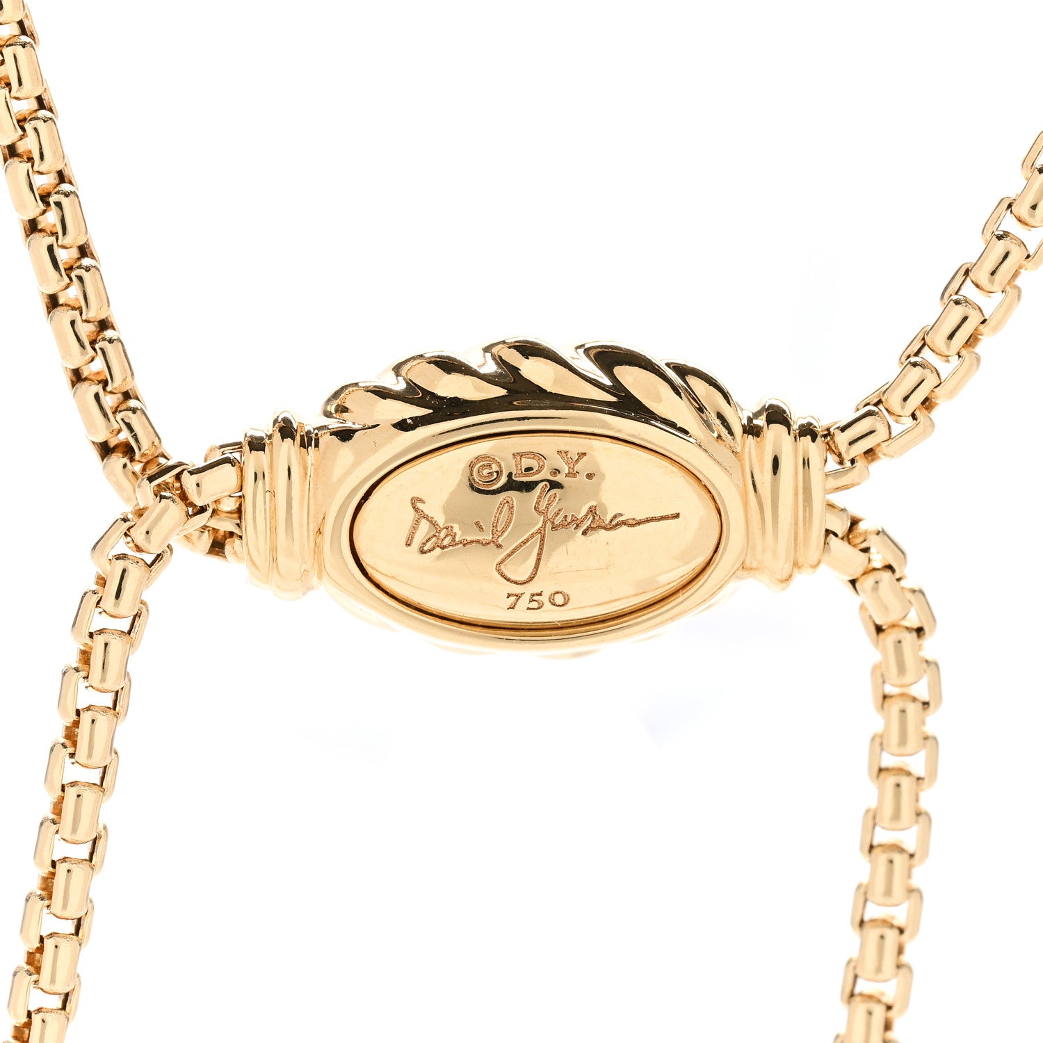 David Yurman 18K Yellow Gold 1.7mm Box Chain Slider Necklace 36" 4 of 5