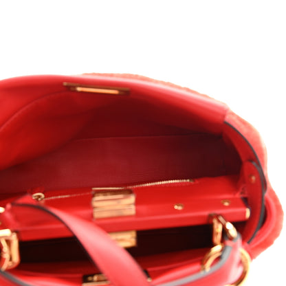 Fendi Shearling Nappa Macro FF 1974 Mini Peekaboo Iconic Satchel Tulipano Georgia Poppy 6 of 9