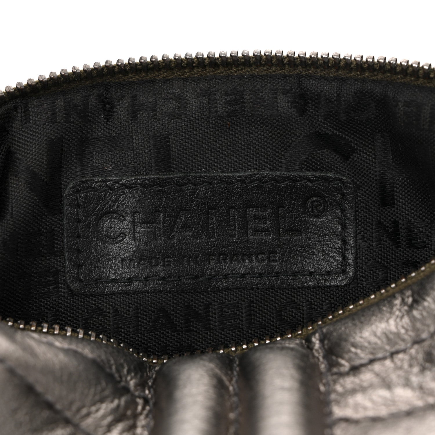 Chanel Metallic Lambskin Horizontal Quilt Pochette Dark Grey 6 of 12