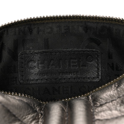 Chanel Metallic Lambskin Horizontal Quilt Pochette Dark Grey 6 of 12