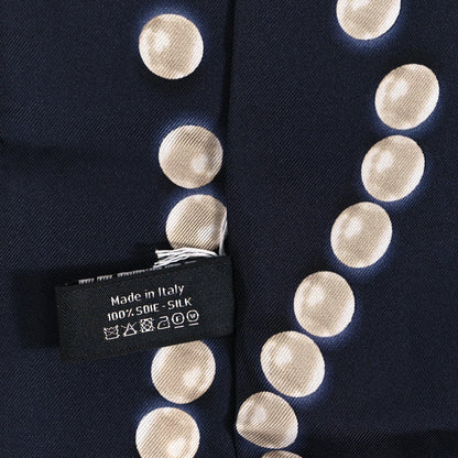 Chanel Silk Pearl CC Slim Bandeau Scarf Navy 4 of 4