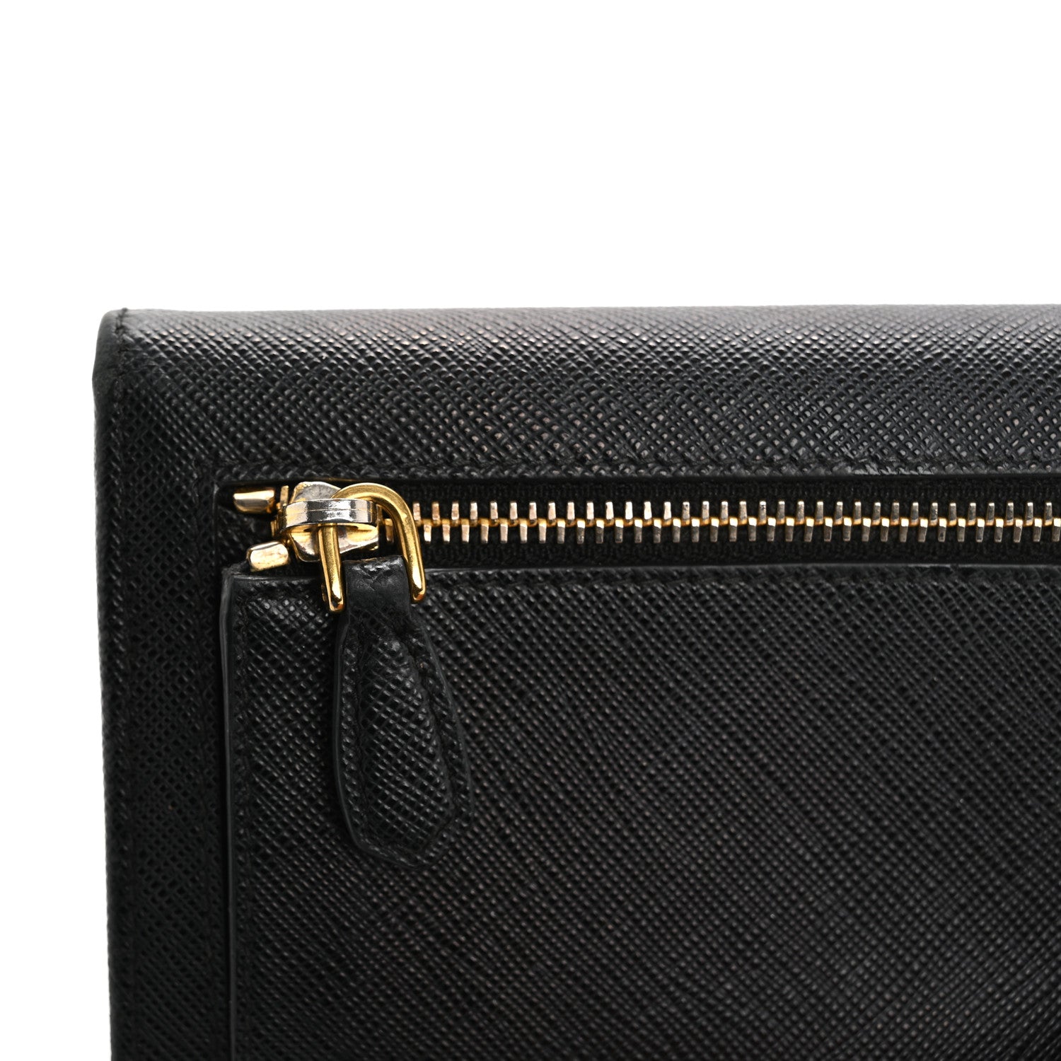 Prada Saffiano Triangle Logo Continental Flap Travel Wallet Black 13 of 16