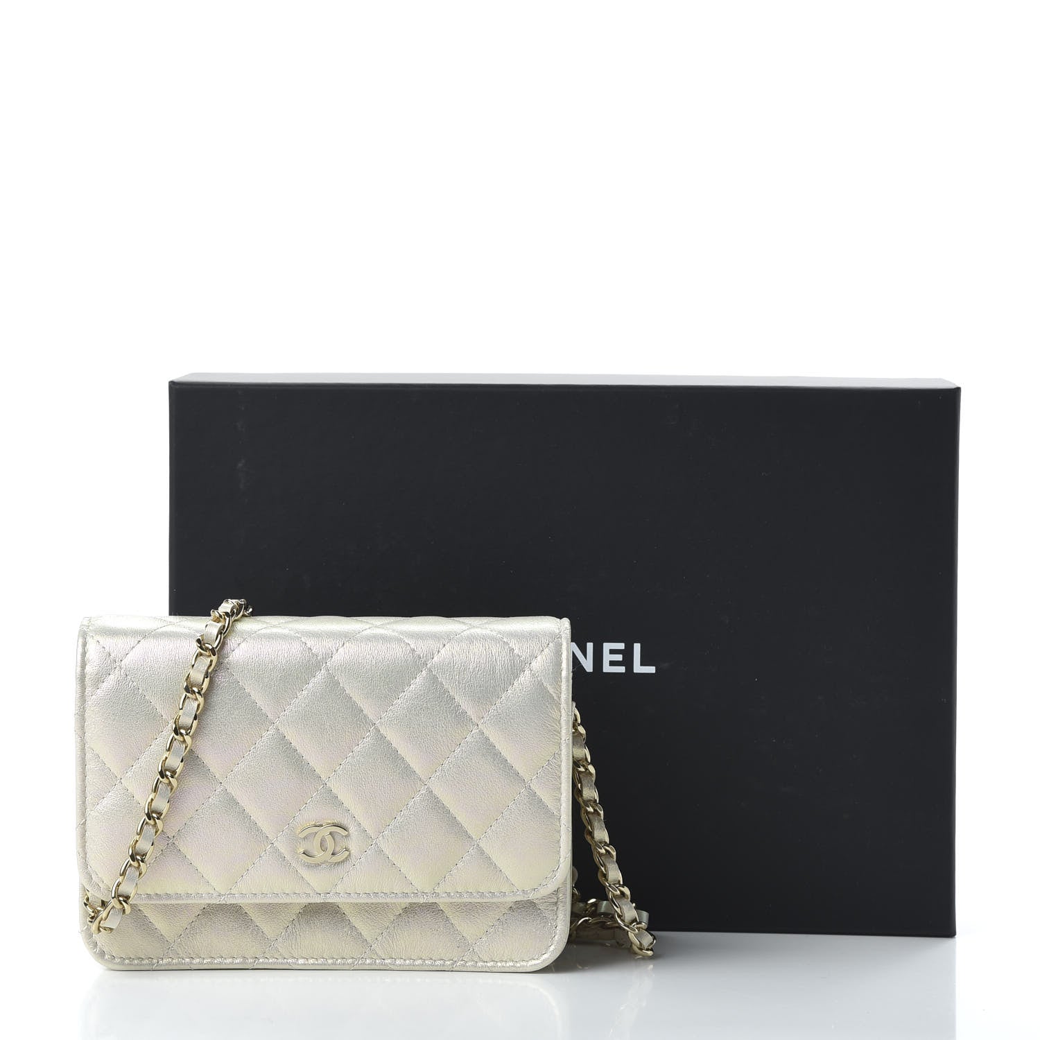 Chanel Iridescent Lambskin Quilted Mini Wallet On Chain WOC Ivory 11 of 11