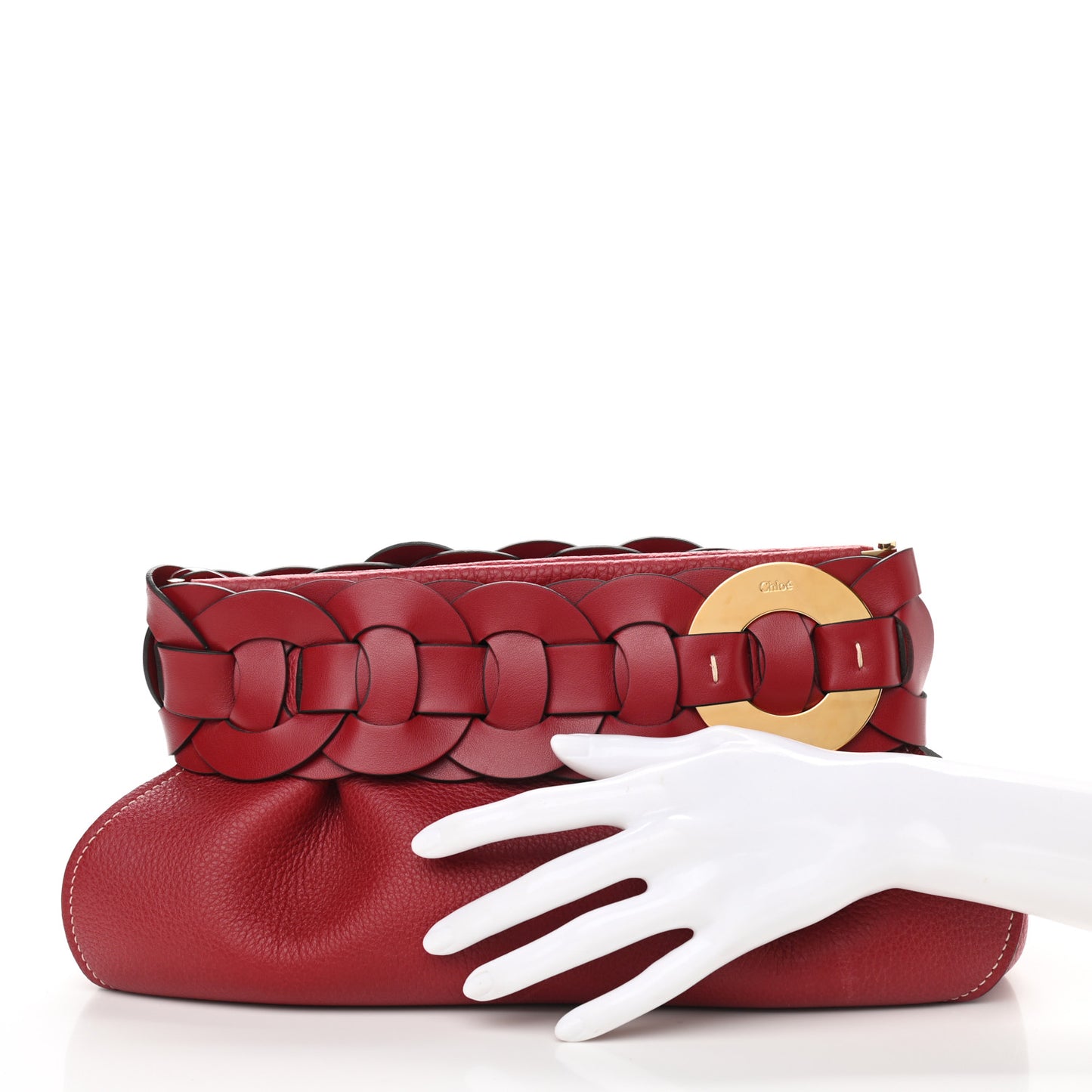 Grained Calfskin Darryl Clutch Red