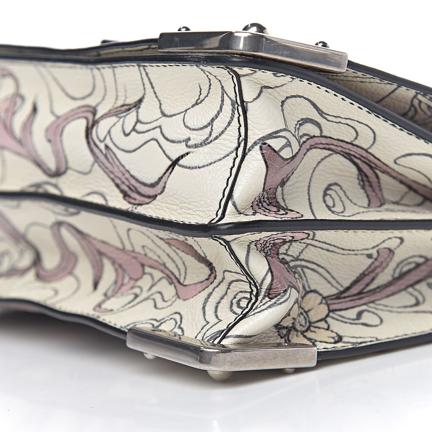 X JAMES JEAN Glace Calfskin Rabbit Print Cahier Bag Opaline