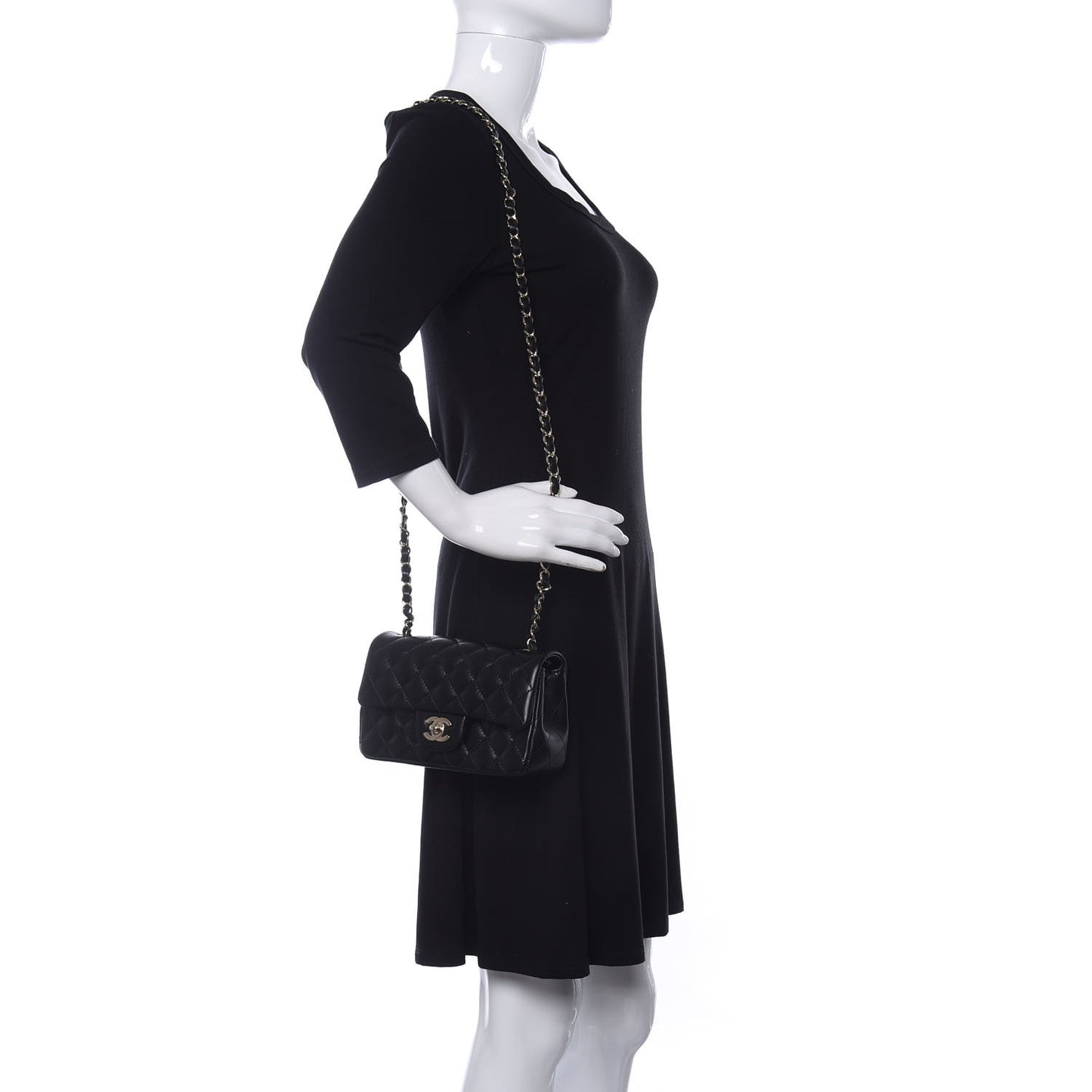 Lambskin Quilted Mini Rectangular Flap Black