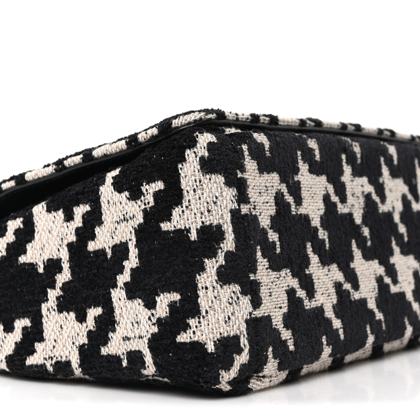 Technical Canvas Macro Houndstooth Medium Caro Bag Black White