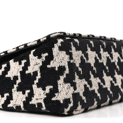 Christian Dior Technical Canvas Macro Houndstooth Medium Caro Bag Black White 9 of 10