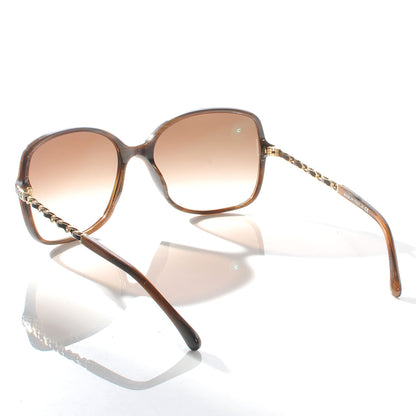 Chanel Acetate Metal Lambskin Chain Square Sunglasses 5210-Q Brown 2 of 4