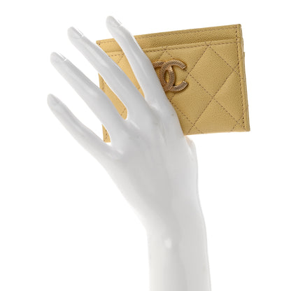Chanel Caviar Quilted Studded CC Card Holder Yellow 2 of 10