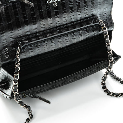 Chanel Aged Calfskin Striped Reissue Wallet On Chain WOC Black 5 of 8