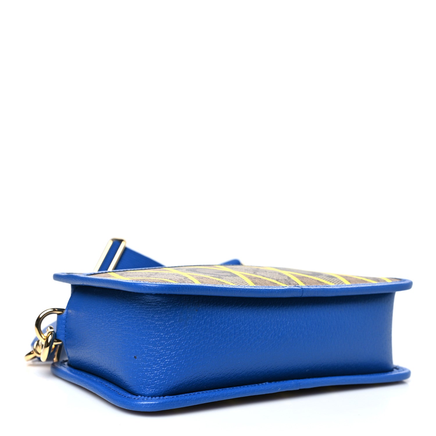 Gucci GG Supreme Monogram Mix Textured Dollar Calfskin Rhombus Inlay Crossbody Bag Beige Ebony Harvest Joy Blue 4 of 11
