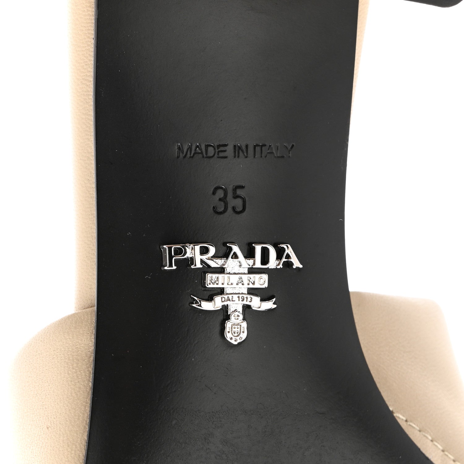 Prada Nappa Logo Quilted Block Heel Slide Sandals 35 Desert 7 of 9