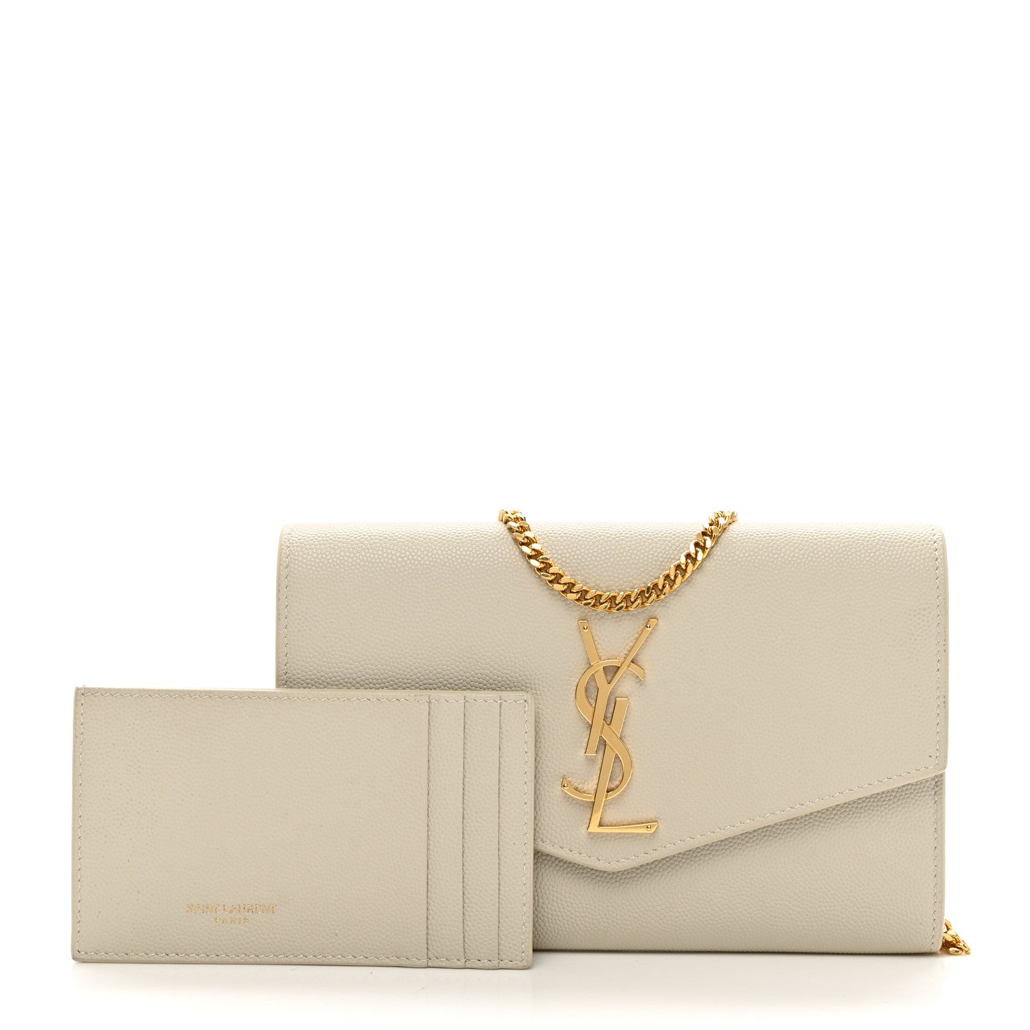 Saint Laurent Grain De Poudre Monogram Uptown Chain Wallet Crema Soft 1 of 8