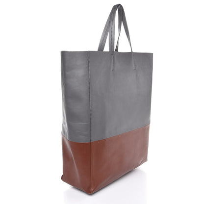 Celine Lambskin Vertical Bi-Cabas Grey Cognac 3 of 8