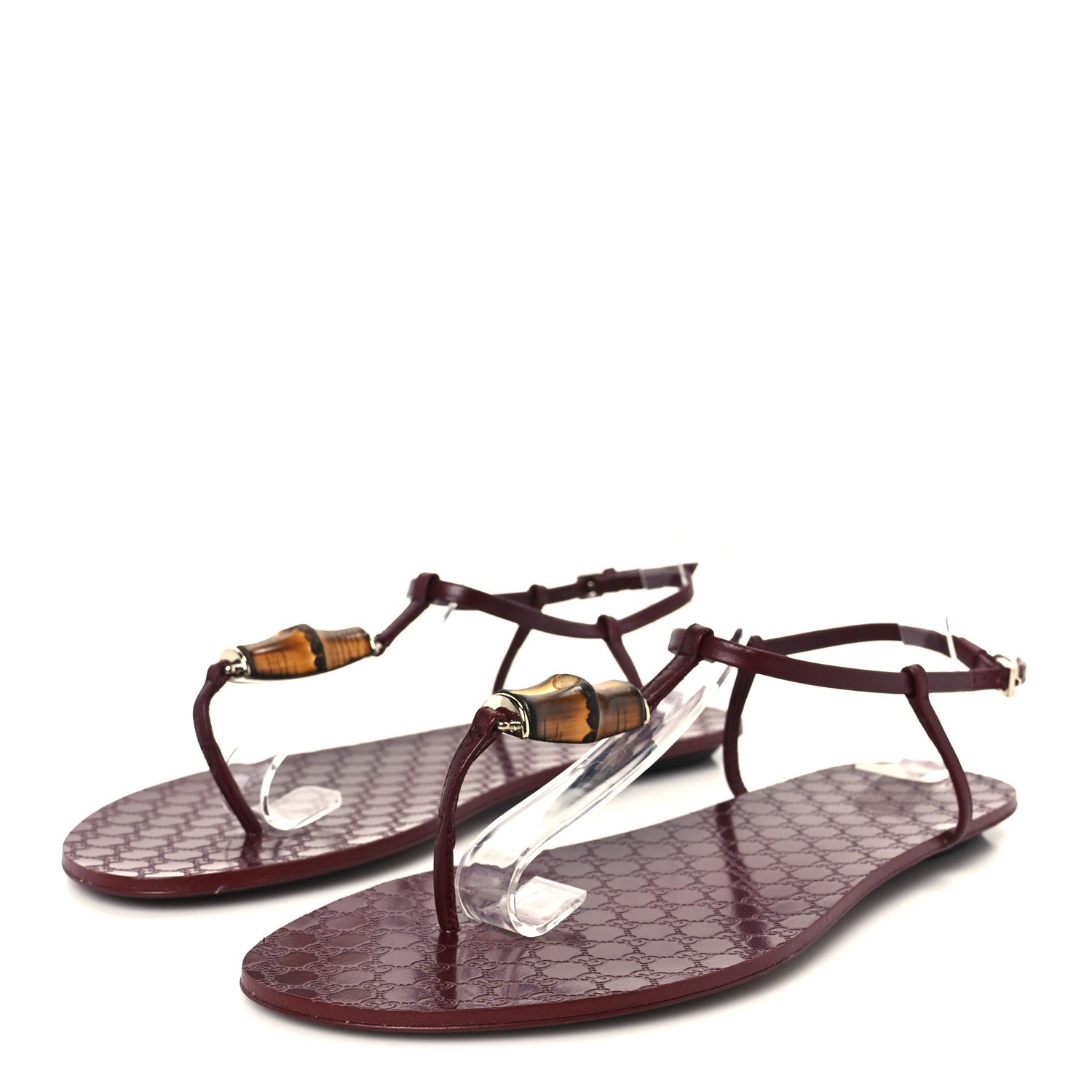 Gucci Calfskin Guccissima Bamboo Womens Susanna Sandals 39 Rosso Ancora 4 of 9