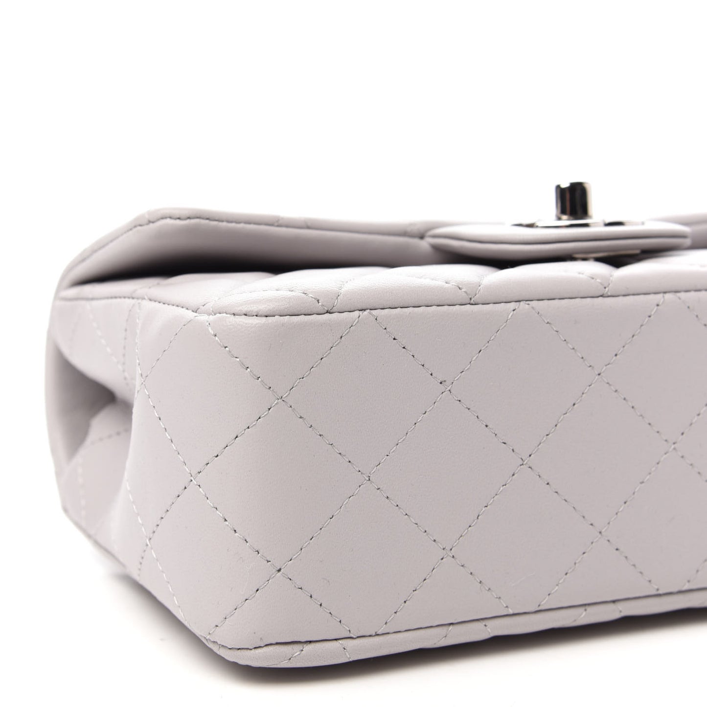 Lambskin Quilted Mini Rectangular Flap Grey
