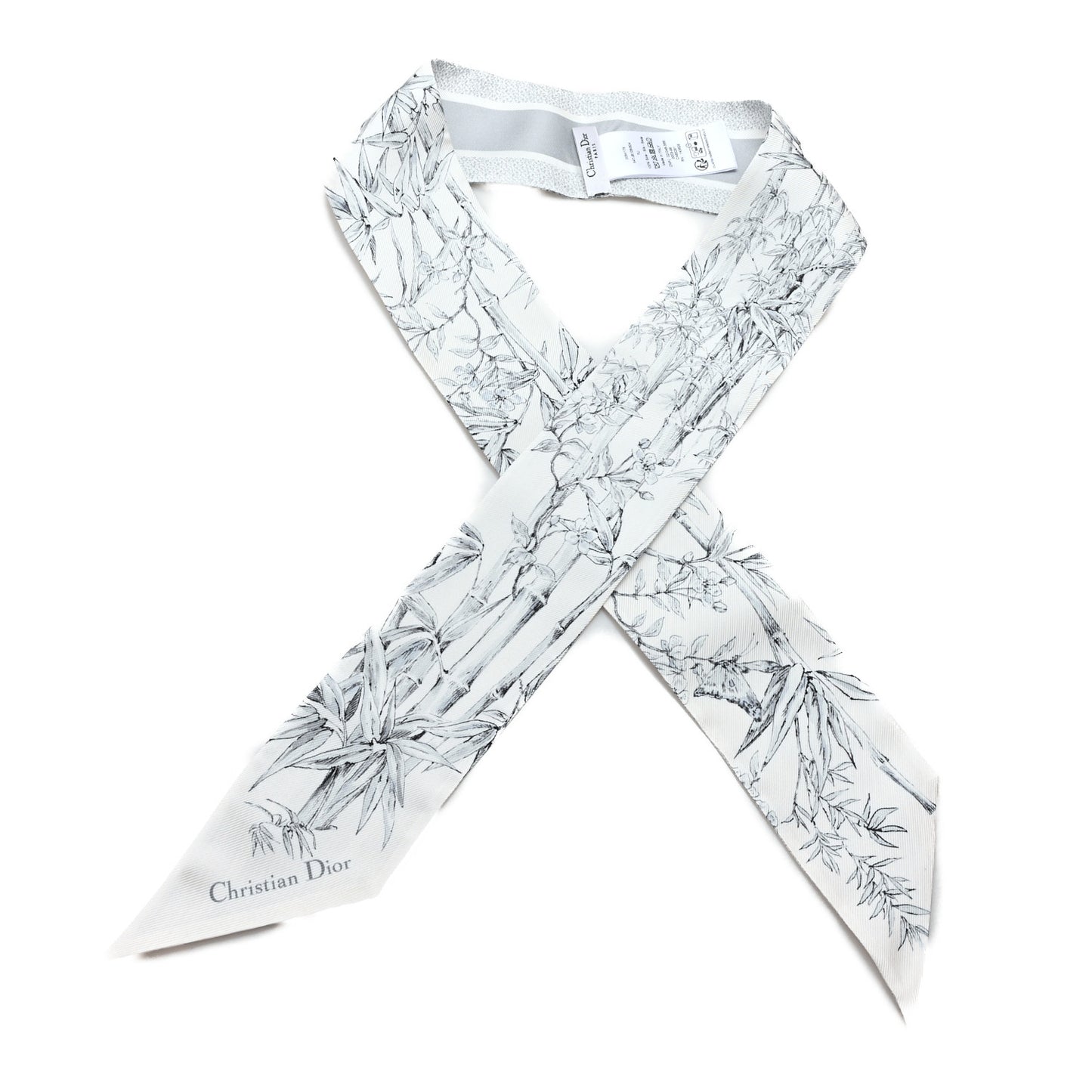 Silk Toile De Jouy Reverse Capri Mitzah Scarf Grey White