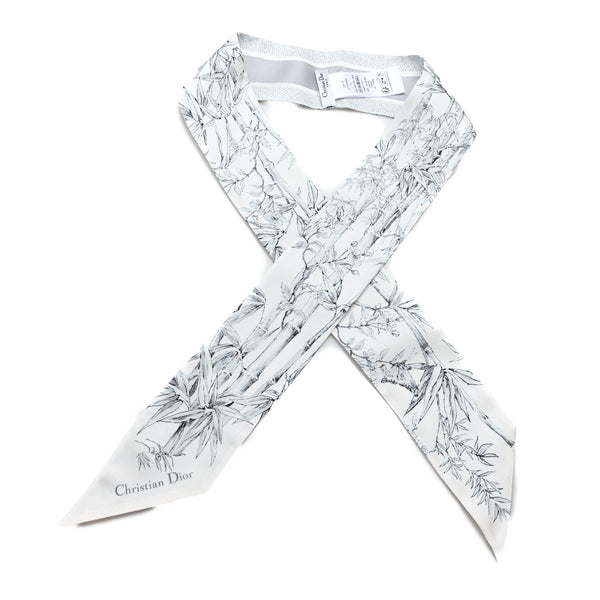 Christian Dior Silk Toile De Jouy Reverse Capri Mitzah Scarf Grey