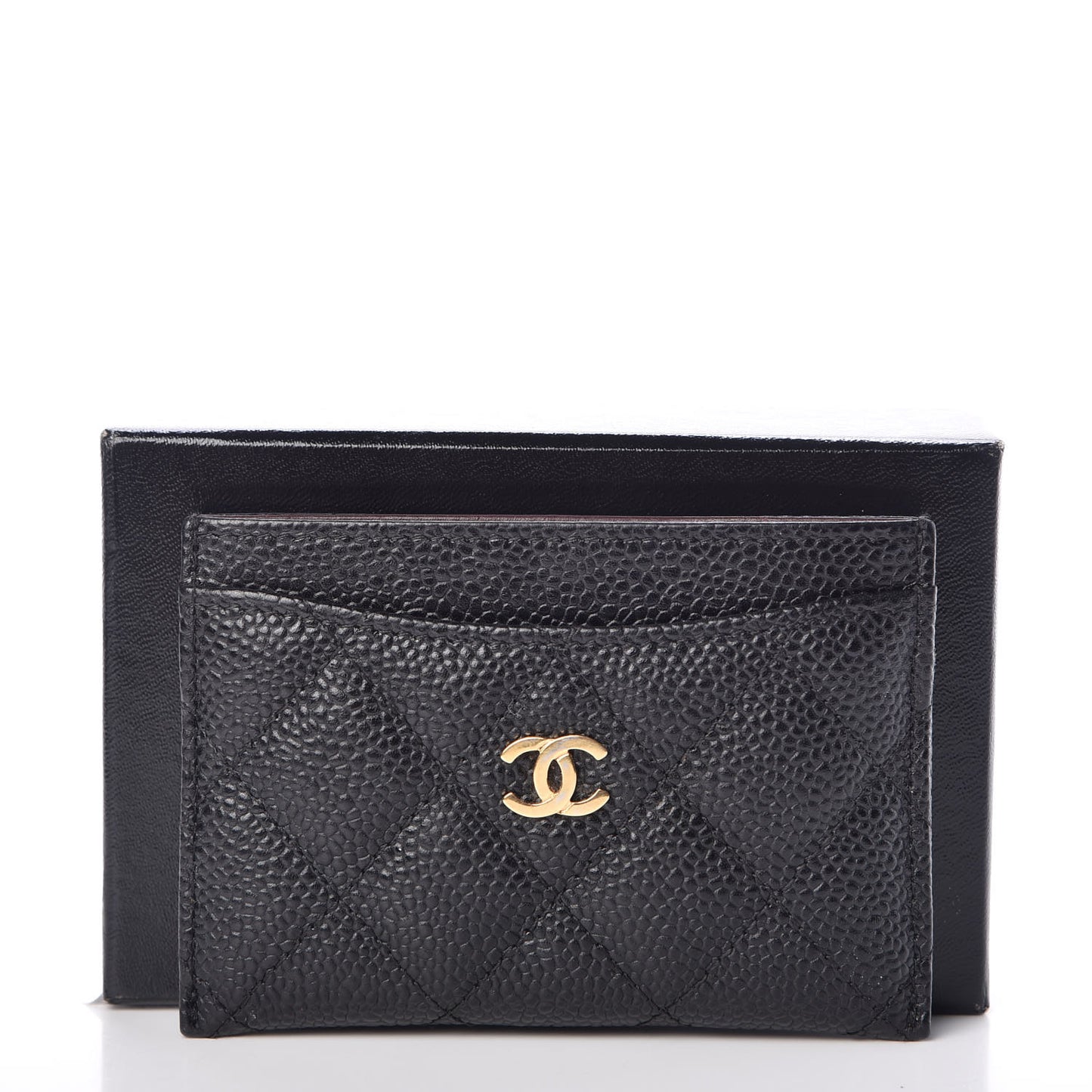 Caviar Quilted Card Holder Black