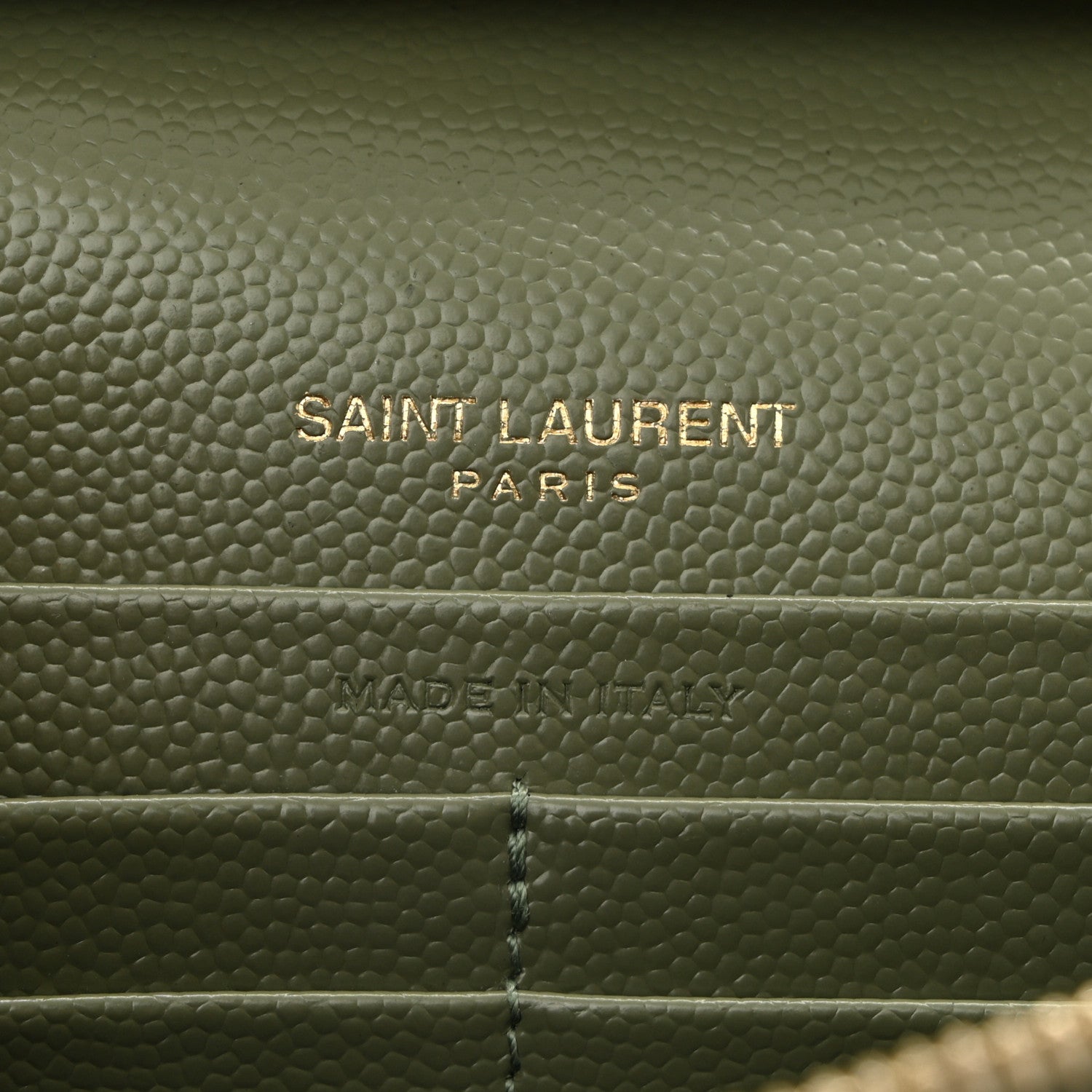 Saint Laurent Grain De Poudre Matelasse Chevron Monogram Chain Wallet Pistachio 7 of 16
