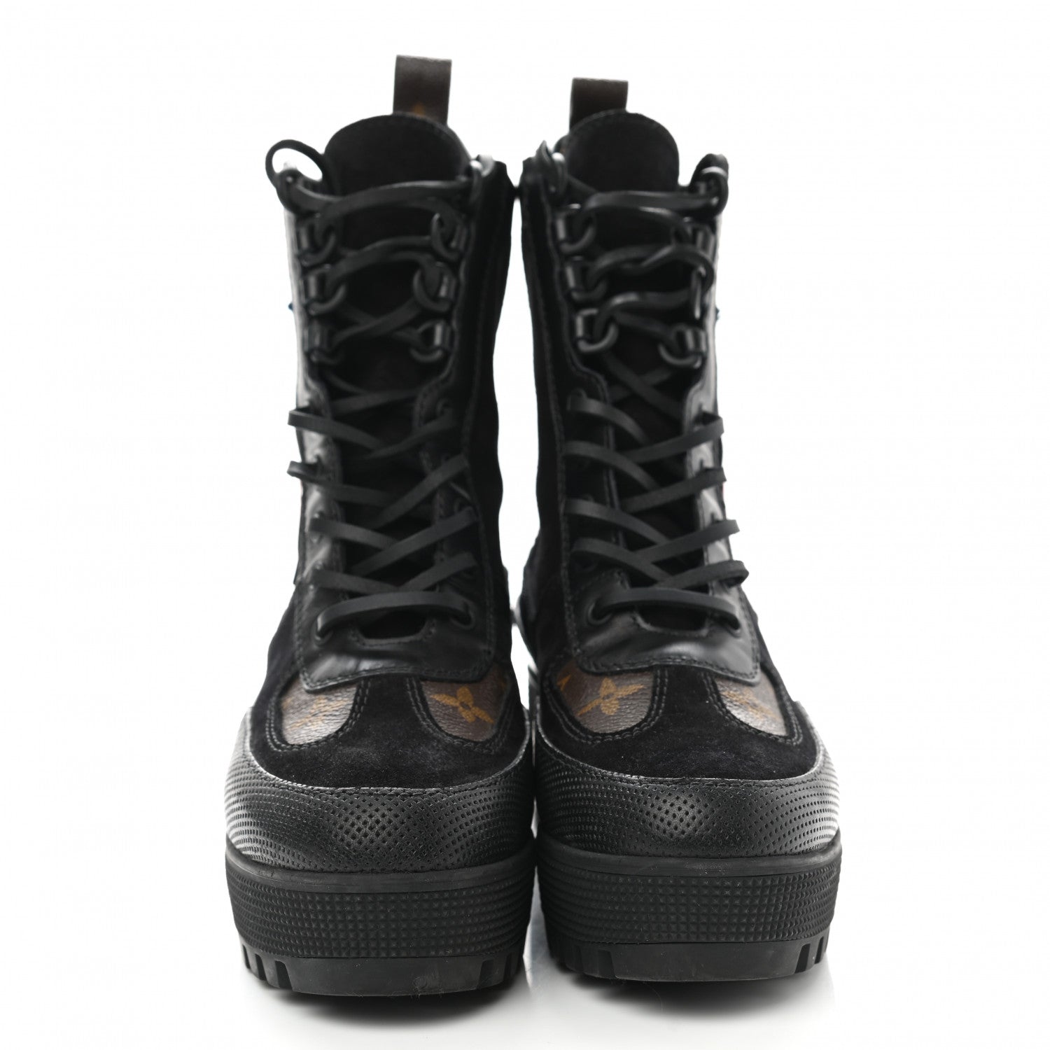 Louis Vuitton Suede Calfskin Monogram LV Black Heart Laureate Platform Desert Boots 36 Black 2 of 7
