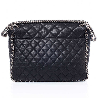 Chanel Washed Lambskin Chain Around Maxi Flap Bag Black 4 of 10
