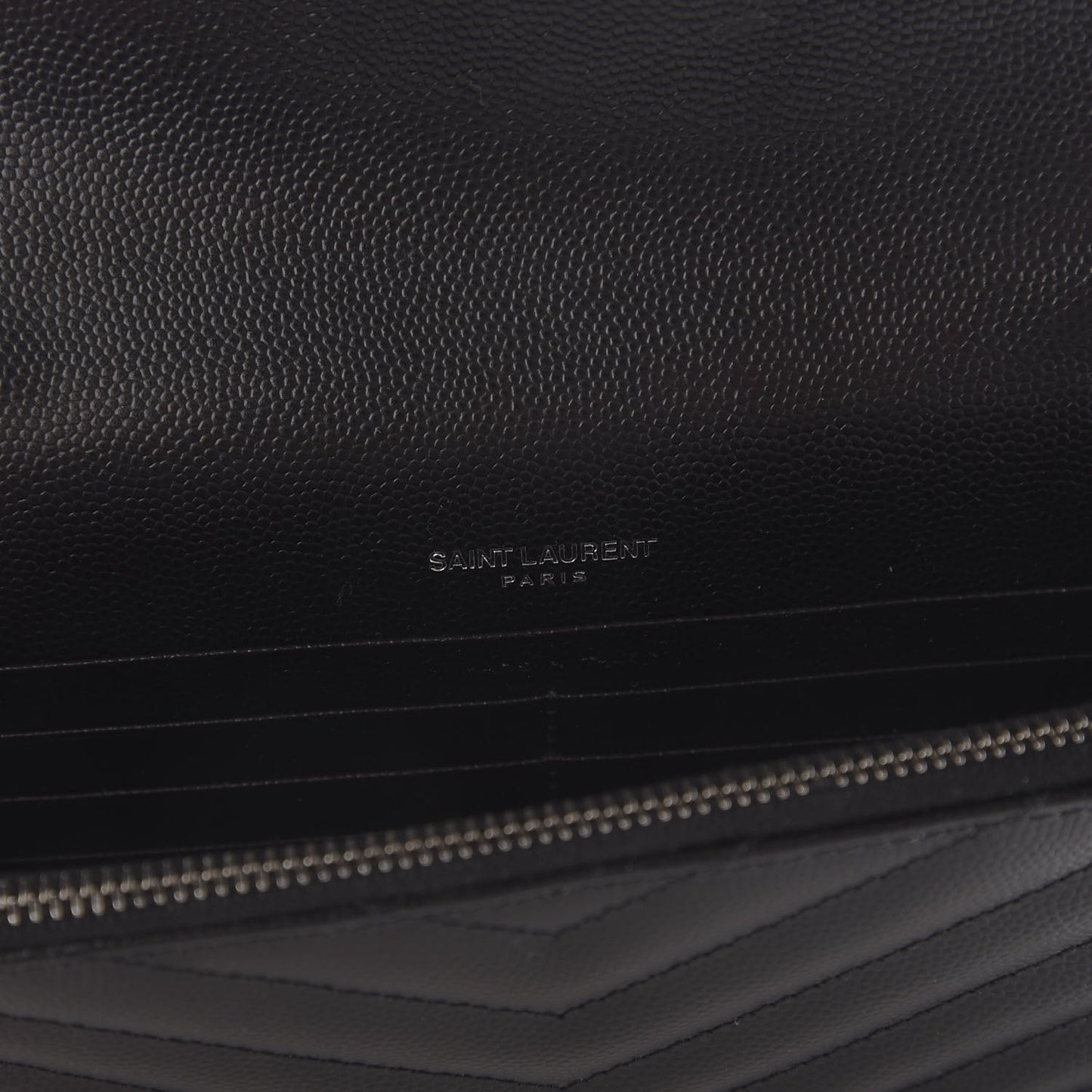 Grain De Poudre Matelasse Chevron Monogram Envelope Chain Wallet Black