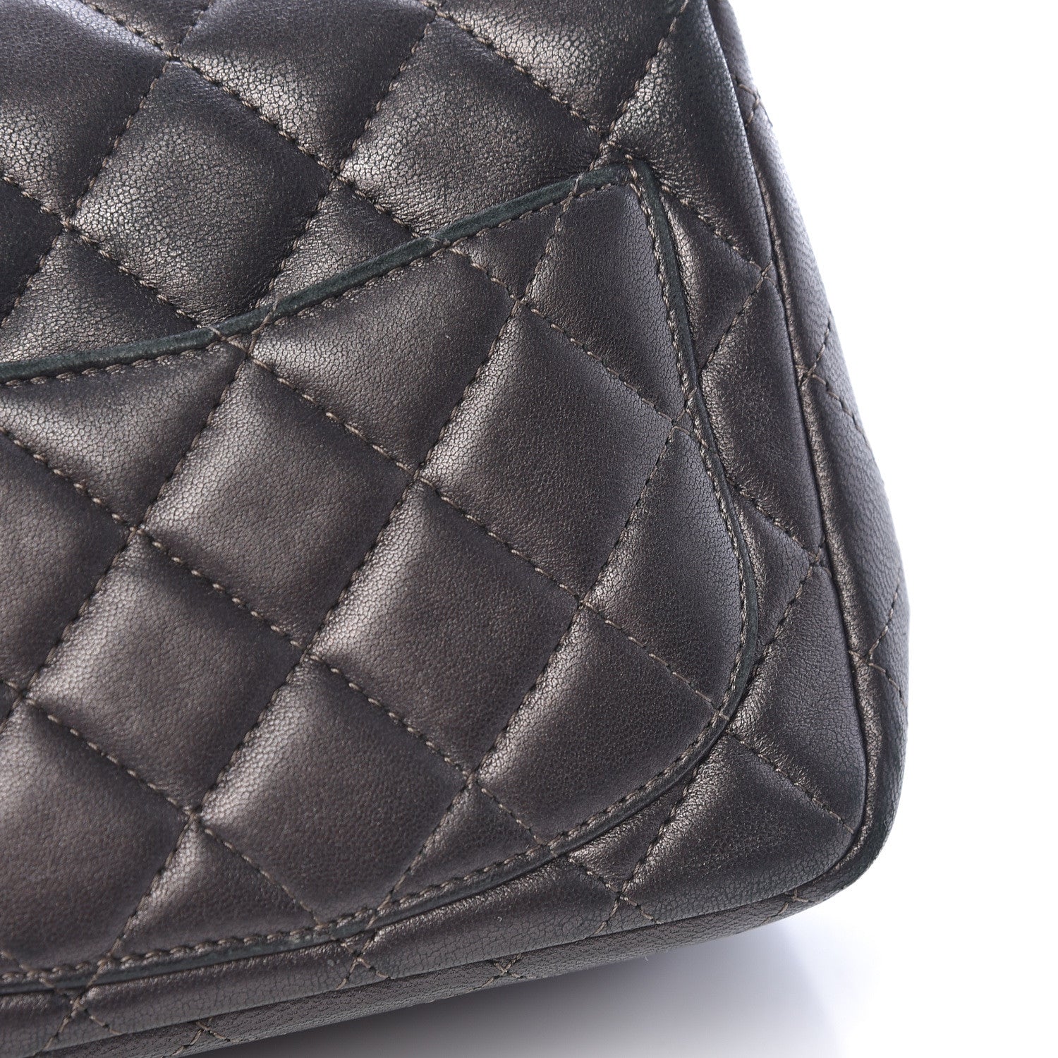 Chanel Metallic Lambskin Quilted Mini Square Flap Grey 13 of 19