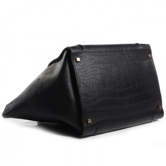 Celine Crocodile Embossed Large Phantom Luggage Black 4 of 8