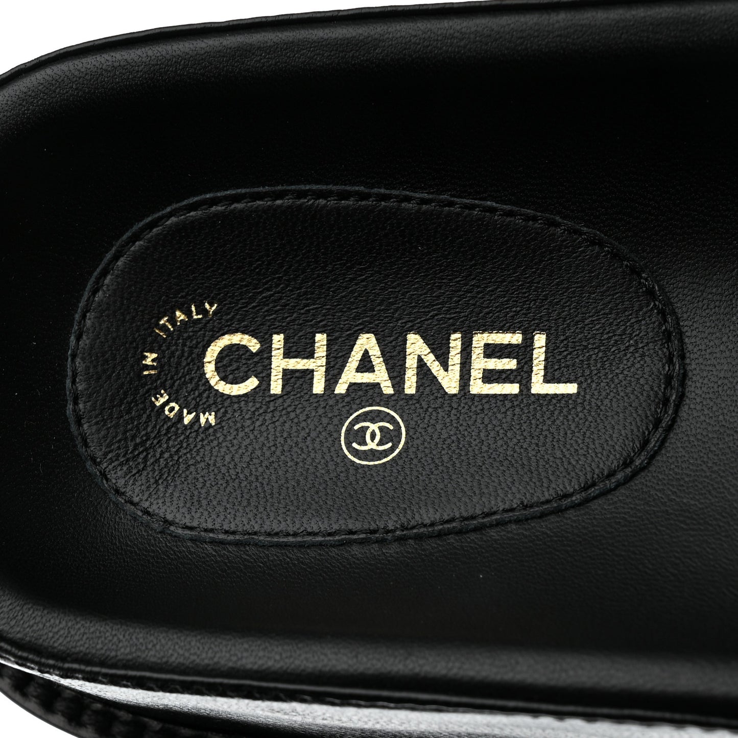 Lambskin Cha-Nel Mule Sandals 39 Black Multicolor