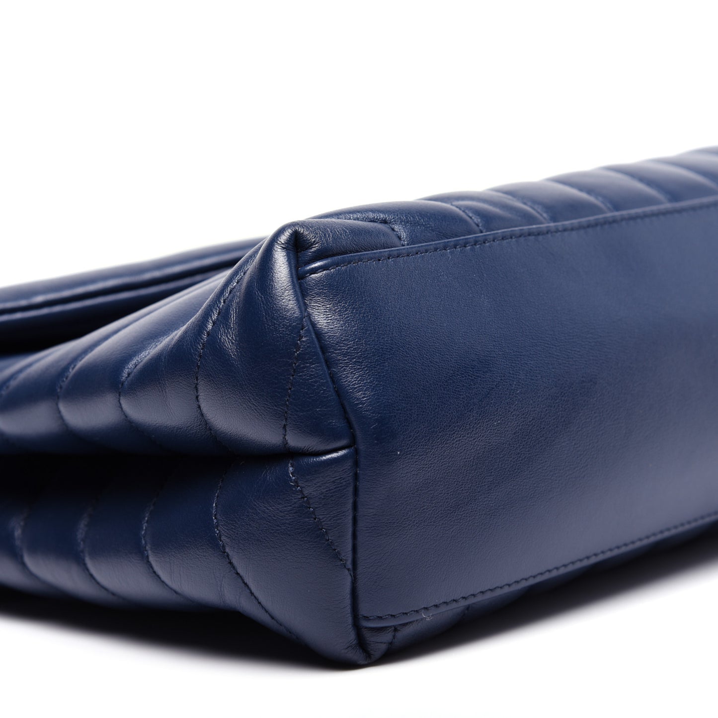 Calfskin Y Quilted Monogram Medium Loulou Chain Satchel Denim Blue