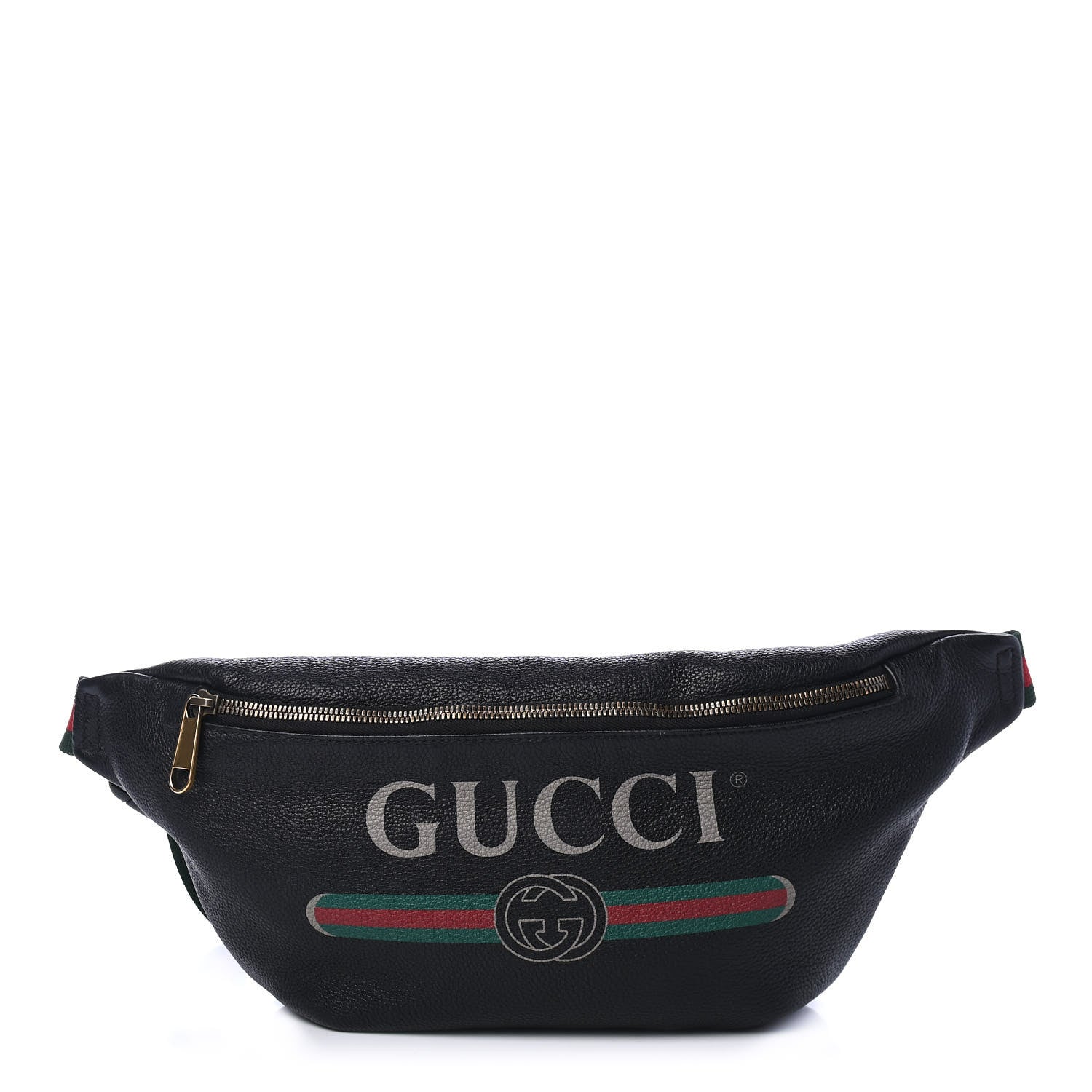 Gucci Grained Calfskin Logo Belt Bag Black 1 of 4