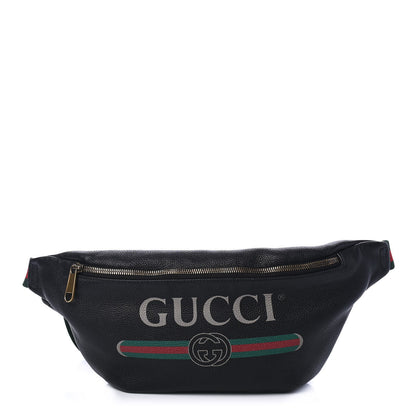 Gucci Grained Calfskin Logo Belt Bag Black 1 of 4