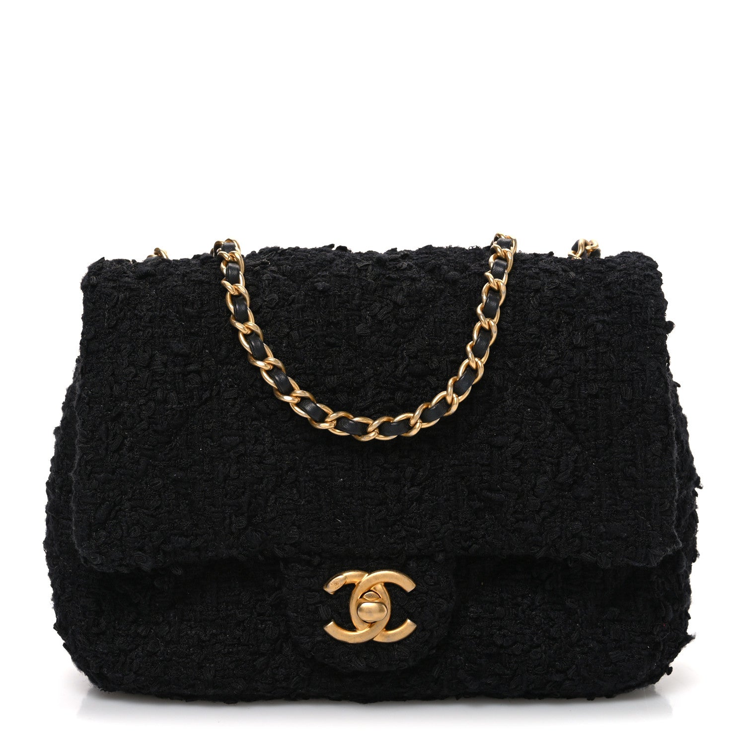 Chanel Tweed Quilted Mini Square Flap Black 1 of 10
