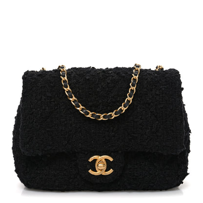 Chanel Tweed Quilted Mini Square Flap Black 1 of 10