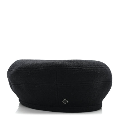 Hermes Wool Cashmere Saint Honore Drap Beret 56 Black 3 of 9