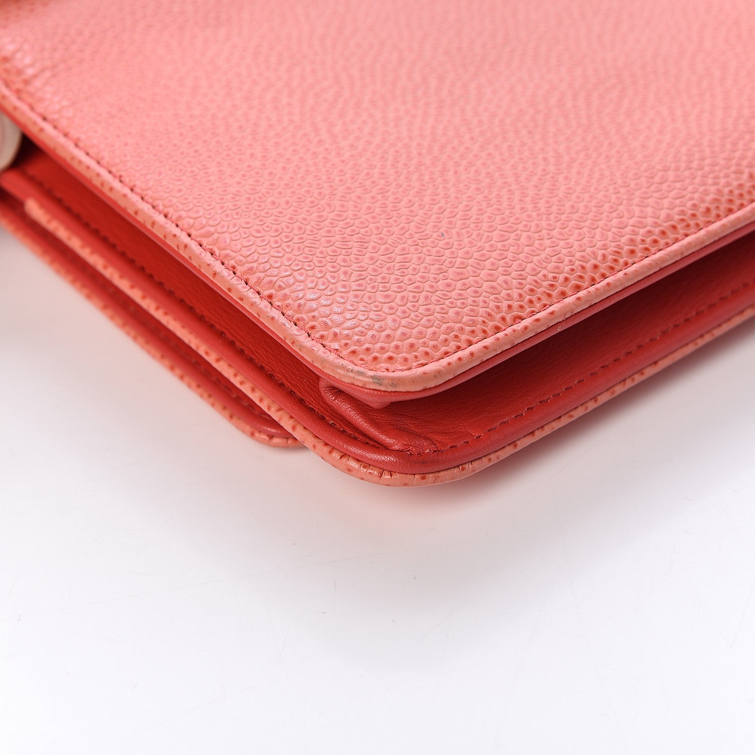 Chanel Caviar Timeless CC Wallet On Chain WOC Light Red 14 of 21