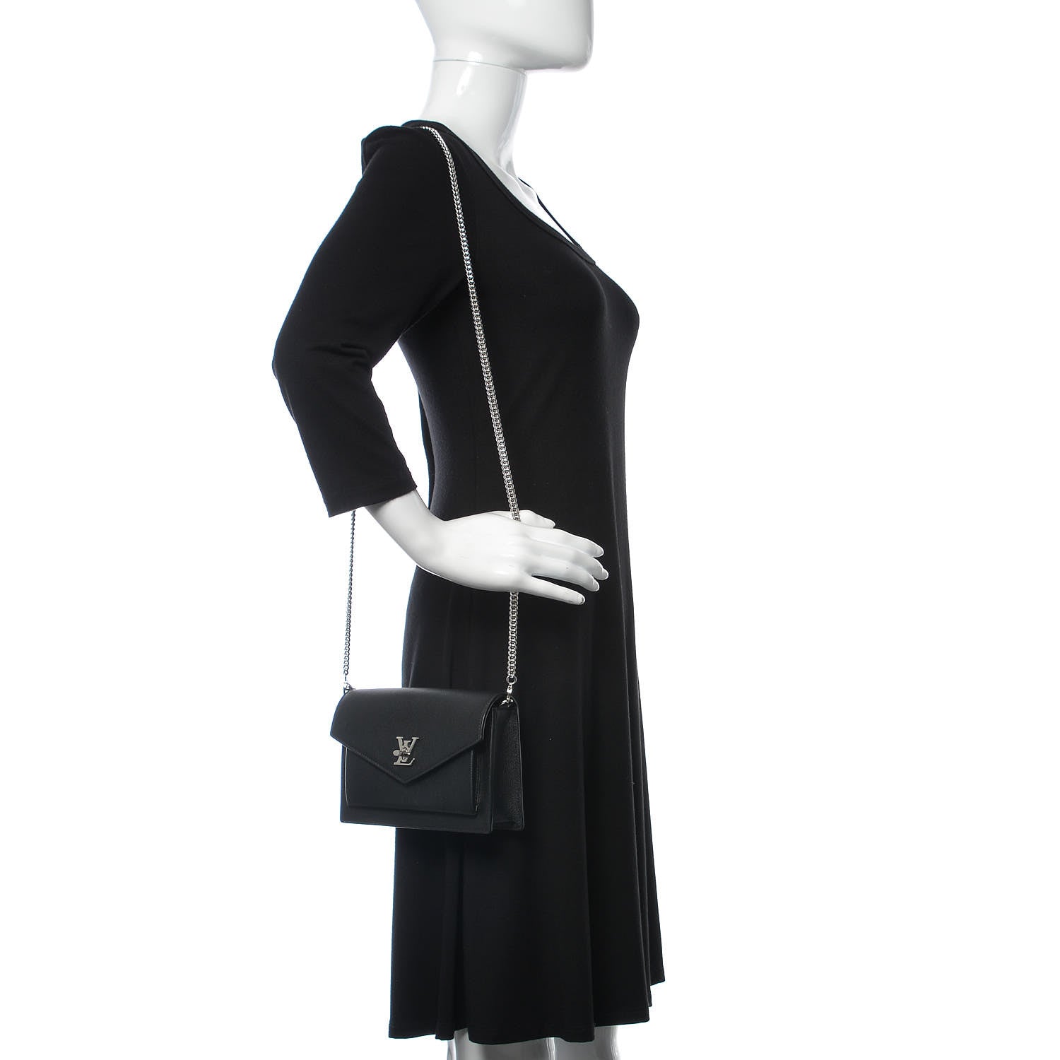 Louis Vuitton Soft Calfskin My Lockme Chain Pochette Black 2 of 9