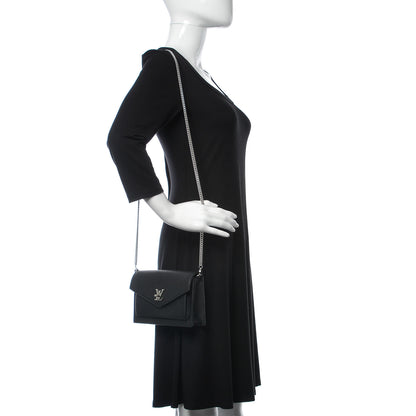 Louis Vuitton Soft Calfskin My Lockme Chain Pochette Black 2 of 9
