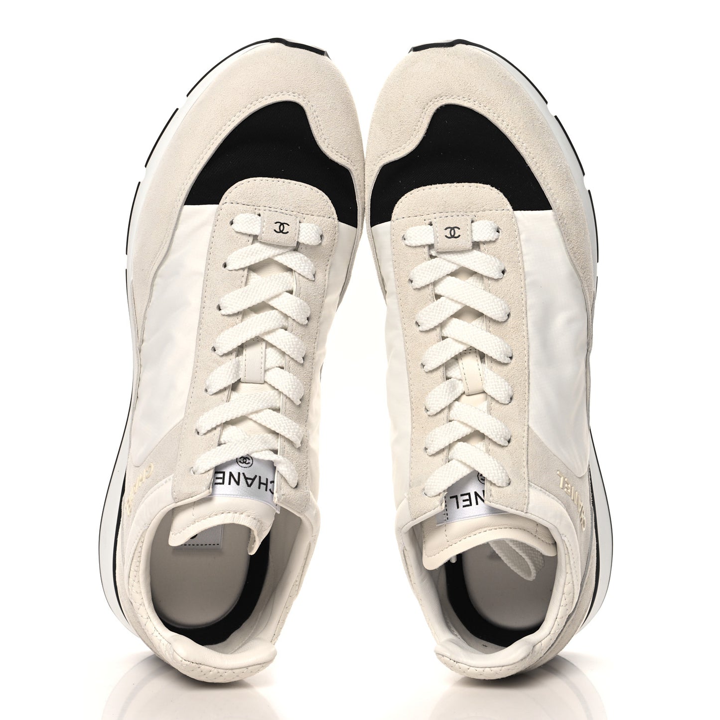 Nylon Suede Kidskin Calfskin Logo Sneaker 45 White Black