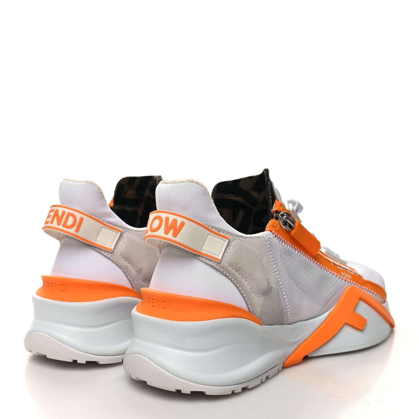 Nylon Suede Transparent Fendi Flow Low Top Sneakers 36 White Orange