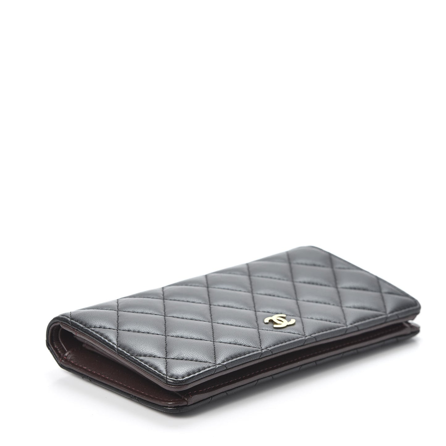 Lambskin Quilted Yen Wallet Black